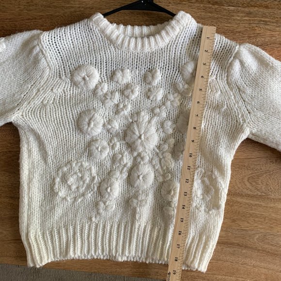 BLOGGER FAV ZARA Women Floral Embroidered Knit Sweater 1957/002, White, Size M - Picture 6 of 6